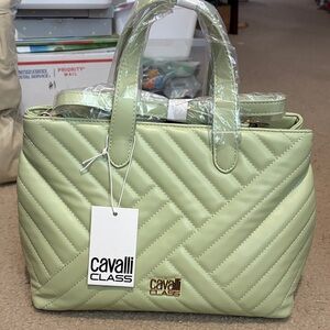 Cavalli Class Leaf Green Quilted Satchel